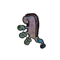 a child 's drawing of a lizard with a purple tail
