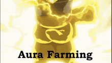 a picture of a cartoon character with aura farming written below it