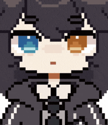 a pixel art drawing of a girl with blue eyes