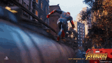 a poster for avengers infinity war shows a man in a spiderman suit