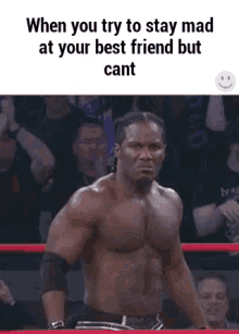 Wrestler When You Try To Stay Mad GIF - Wrestler When You Try To Stay Mad But Smile GIFs