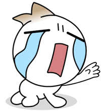 a cartoon character with tears running down its face