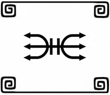 a black and white drawing of a triple goddess symbol .