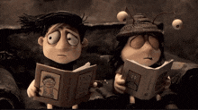 a boy and a girl reading a book that says ' lone ' on the cover