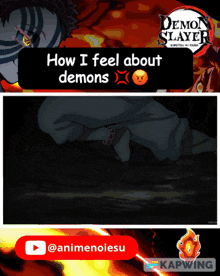 a poster for demon slayer showing a person kneeling down