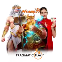 an advertisement for pragmatic play shows a man with a hammer and a woman in a red dress