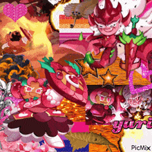a collage of cartoon characters with the word yum on the bottom right