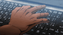 a person 's hand is typing on a keyboard with a ctrl key in the corner