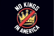 a no kings in america logo with a crown in a red circle