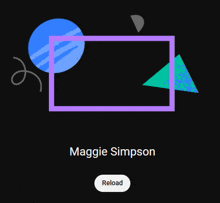 a maggie simpson graphic with a reload button