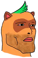 a cartoon drawing of a man with a beard and a mohawk