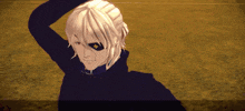 a man with white hair and a black eye patch