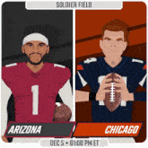 an advertisement for arizona and chicago football players