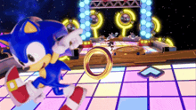 sonic the hedgehog is playing a video game with a ring in his hand