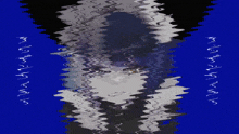 a blue background with waves and the letter p on the bottom right