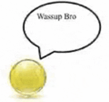 a yellow ball with a speech bubble coming out of it .