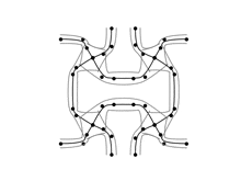 a black and white drawing of a maze with circles and lines