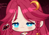 a drawing of a girl with red hair and a butterfly on her ear