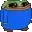 a pixel art of a frog with a blue shirt on .