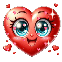 a red heart with a smiling face surrounded by hearts