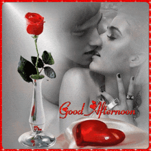 a good afternoon greeting card with a couple kissing