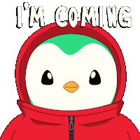 a cartoon character says i 'm coming with a green x