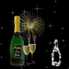 happy new year2020 fireworks wine pour