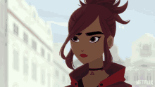 a cartoon of a girl with red hair and a netflix logo in the corner