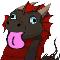 a cartoon of a dragon sticking out its tongue with the letter g on it