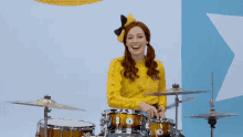 playing drums emma watkins the wiggles smile happy