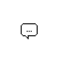 a pixel art of a speech bubble with three dots on it on a white background .
