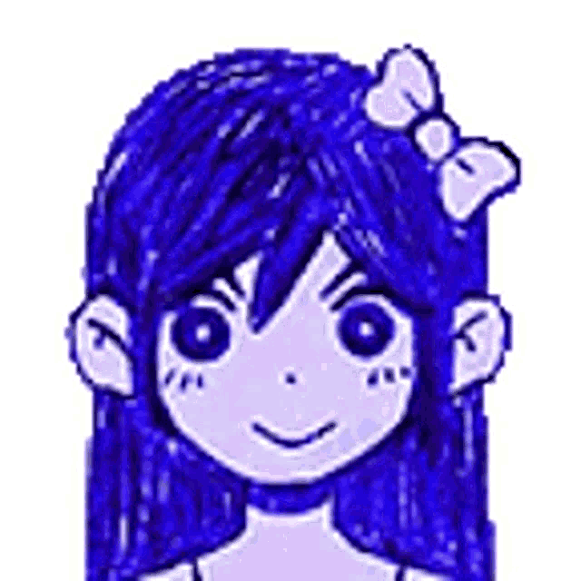 Safebooru - 2girls 3boys absurdres animated animated gif aubrey (omori)  basil (omori) black hair blue dress blue overalls blush bow closed eyes  closed mouth copyright name cutenikechan dress expressionless green hair  grin