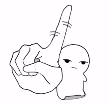 a black and white drawing of a hand giving a middle finger