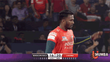 a soccer game between bengaluru bulls and u mumbai is being played