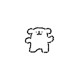 a black and white drawing of a teddy bear with arms and legs on a white background .