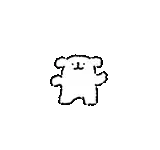 a black and white drawing of a teddy bear with arms and legs on a white background .