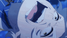 a close up of a person 's face with their mouth wide open