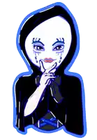 a drawing of a woman wearing a black cape and a white mask