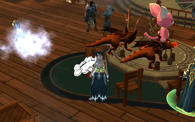 a video game scene with a woman holding a sword and a dragon