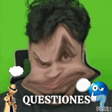 a cartoon of a man with a question mark and the words questions