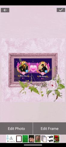 a screenshot of an app that allows you to edit photos and frames