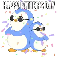 a happy father 's day greeting card with two penguins