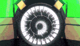 a black and white circular object with a spiral in the middle