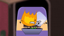 a cartoon character is standing next to another cartoon character on a podium .