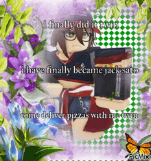 a picture of a girl holding a box of pizza with the words i finally did it twin