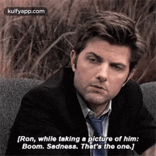 [ron, While Taking A Picture Of Him:Boom. Sadness. That'S The One.].Gif GIF - [ron While Taking A Picture Of Him:Boom. Sadness. That'S The One.] Parks And-rec GIFs