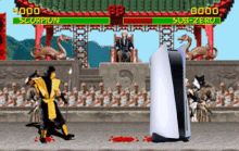 a video game shows scorpion and sub-zero fighting each other