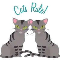 two cats are kissing each other with the words cats rule below them