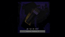 two minecraft characters are standing next to each other in a dark room with a purple background