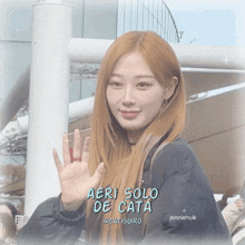 a picture of a girl with the words aeri solo de cata on it